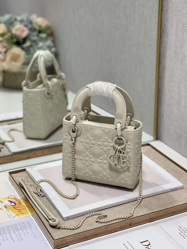 1:1 Replica Christian Dior Mini Lady Dior Bag Latte Cannage with Beaded Motif, Beige, For Women Women’s Handbags, Crossbody Bags, 18cm CD M0505INEA_M030