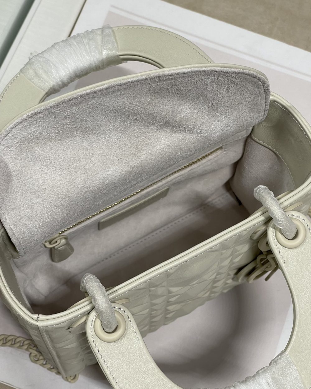 1:1 Replica Christian Dior Mini Lady Dior Bag Latte Cannage with Beaded Motif, Beige, For Women Women’s Handbags, Crossbody Bags, 18cm CD M0505INEA_M030