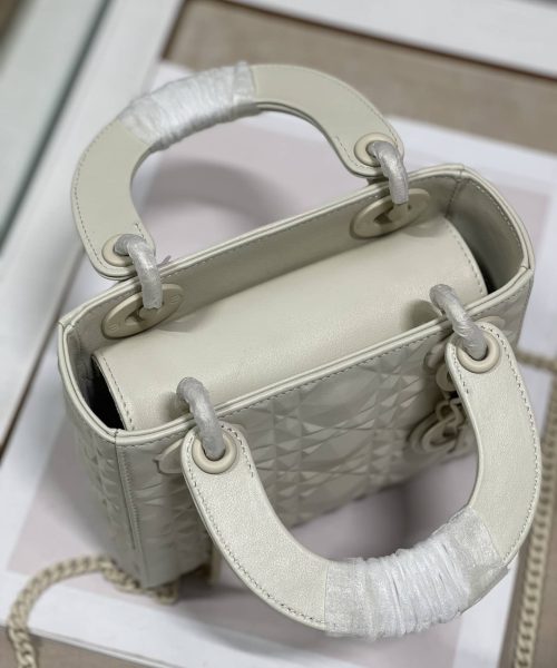 1:1 Replica Christian Dior Mini Lady Dior Bag Latte Cannage with Beaded Motif, Beige, For Women Women’s Handbags, Crossbody Bags, 18cm CD M0505INEA_M030