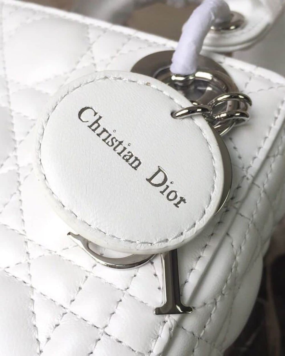 1:1 Replica Christian Dior Mini Lady Dior Bag White Chain Silver Hardware For Women 17cm/6.5in CD