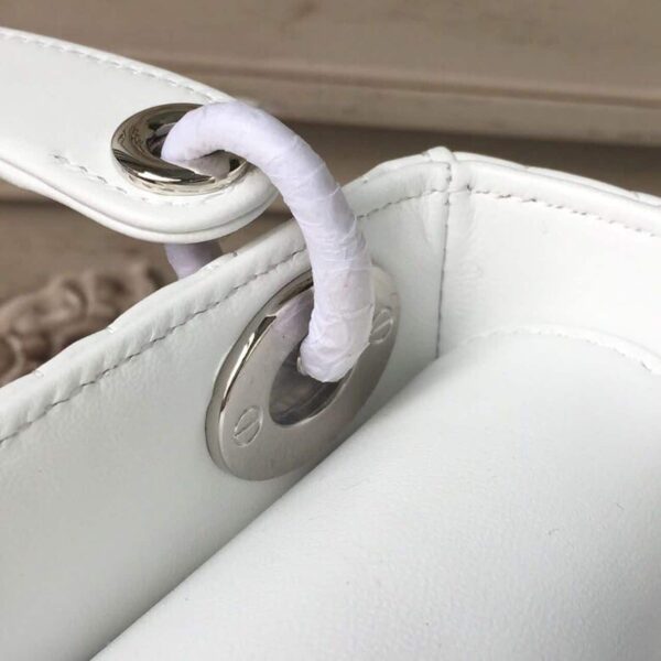 1:1 Replica Christian Dior Mini Lady Dior Bag White Chain Silver Hardware For Women 17cm/6.5in CD