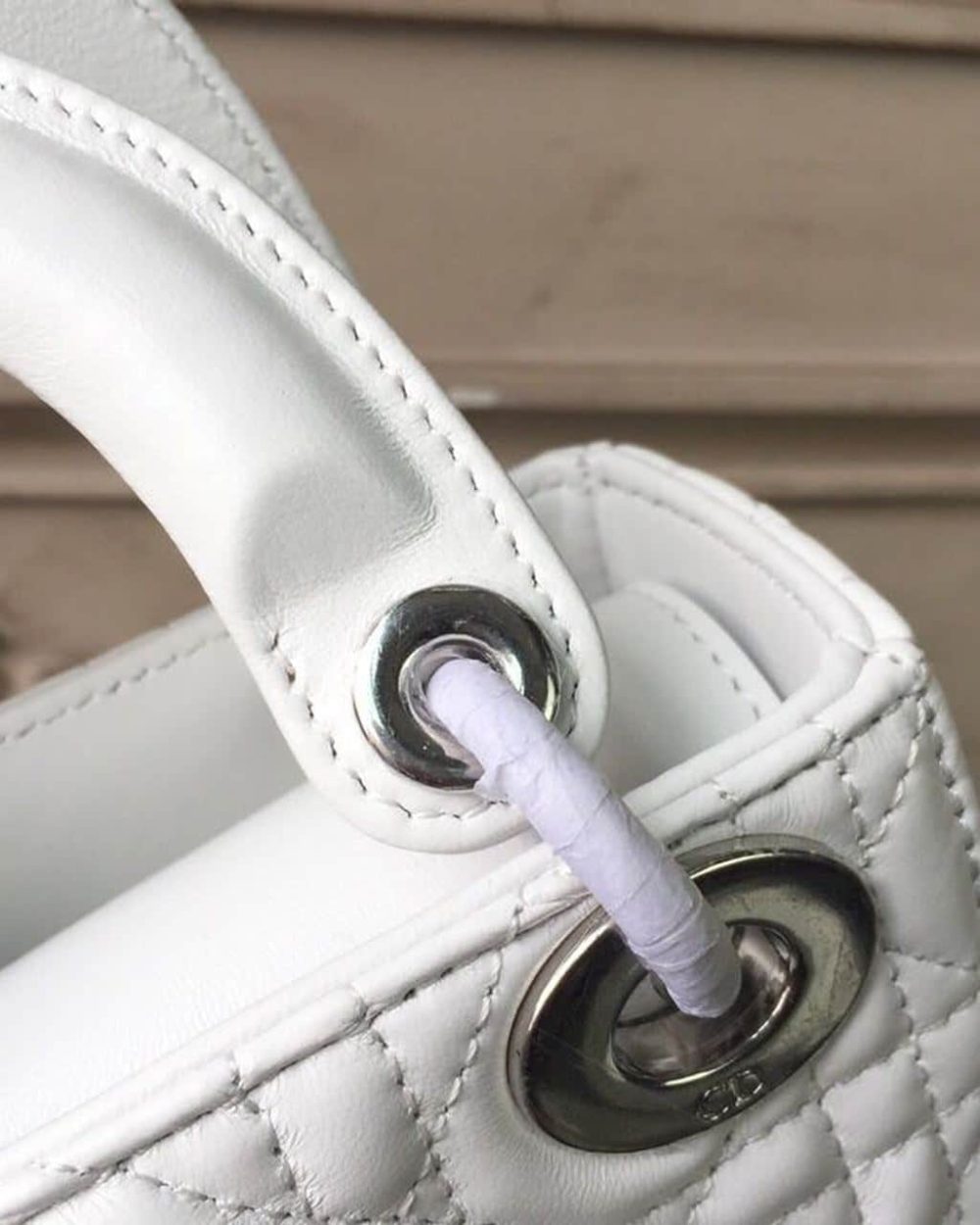 1:1 Replica Christian Dior Mini Lady Dior Bag White Chain Silver Hardware For Women 17cm/6.5in CD