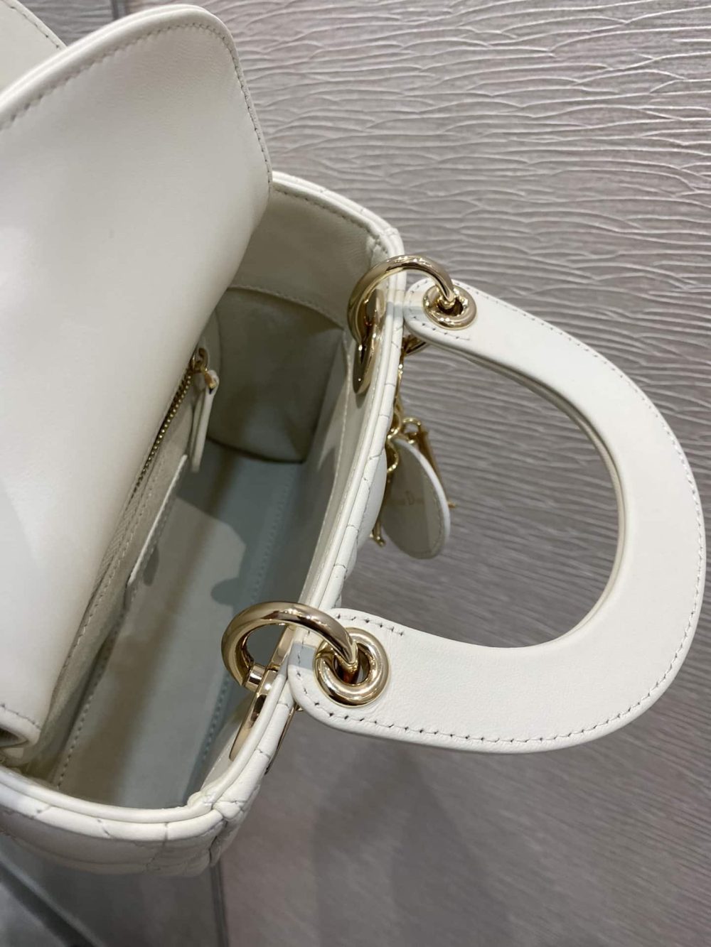 1:1 Replica Christian Dior Mini Lady Dior Bag White For Women 6.5in/17cm CD M0505SLOI - Image 4