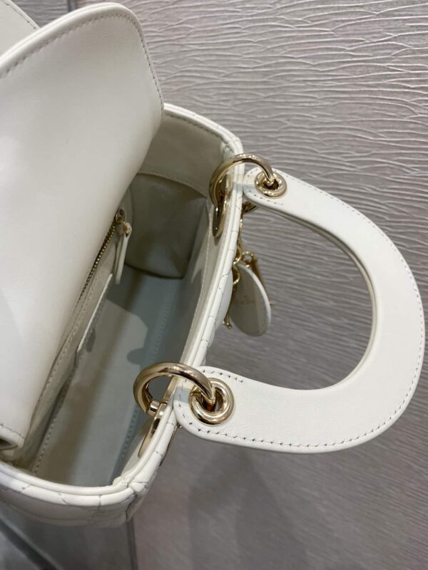 1:1 Replica Christian Dior Mini Lady Dior Bag White For Women 6.5in/17cm CD M0505SLOI