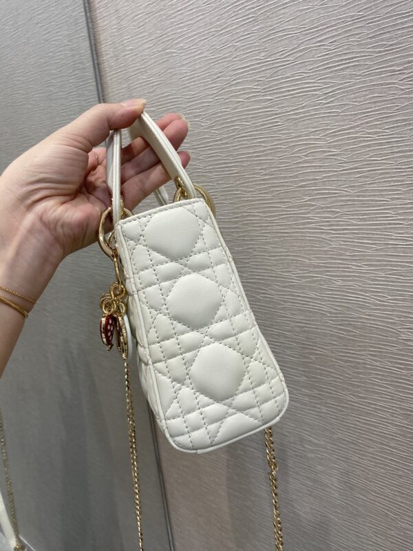 1:1 Replica Christian Dior Mini Lady Dior Bag White For Women 6.5in/17cm CD M0505SLOI