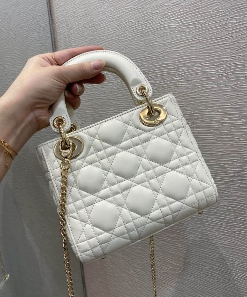 1:1 Replica Christian Dior Mini Lady Dior Bag White For Women 6.5in/17cm CD M0505SLOI