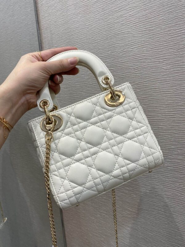 1:1 Replica Christian Dior Mini Lady Dior Bag White For Women 6.5in/17cm CD M0505SLOI