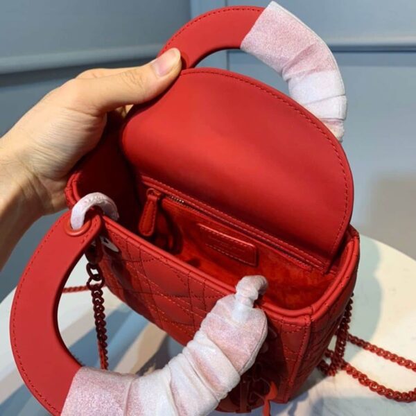 1:1 Replica Christian Dior Mini Lady Dior Bag with Chain Matte Hardware Spring/Summer Collection, Red , For Women Women’s Handbags, 18cm CD