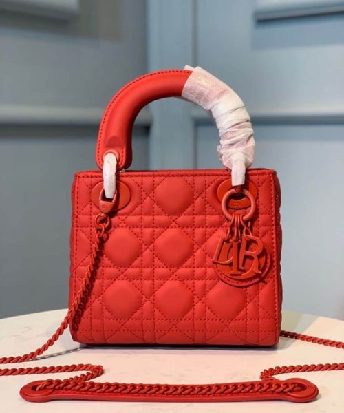 1:1 Replica Christian Dior Mini Lady Dior Bag with Chain Matte Hardware Spring/Summer Collection, Red , For Women Women’s Handbags, 18cm CD