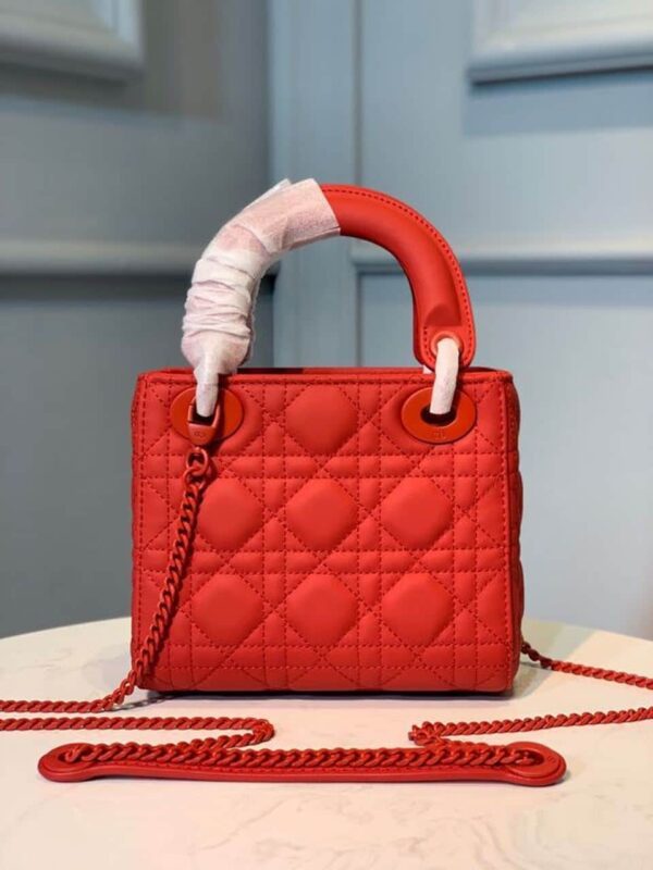 1:1 Replica Christian Dior Mini Lady Dior Bag with Chain Matte Hardware Spring/Summer Collection, Red , For Women Women’s Handbags, 18cm CD