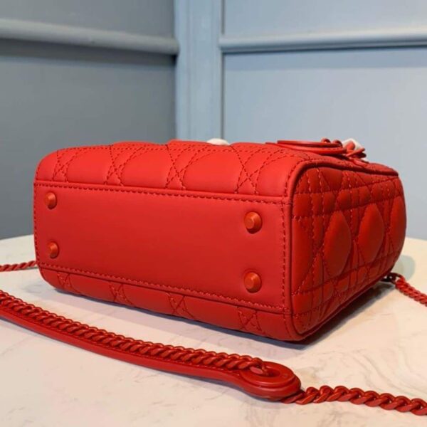 1:1 Replica Christian Dior Mini Lady Dior Bag with Chain Matte Hardware Spring/Summer Collection, Red , For Women Women’s Handbags, 18cm CD