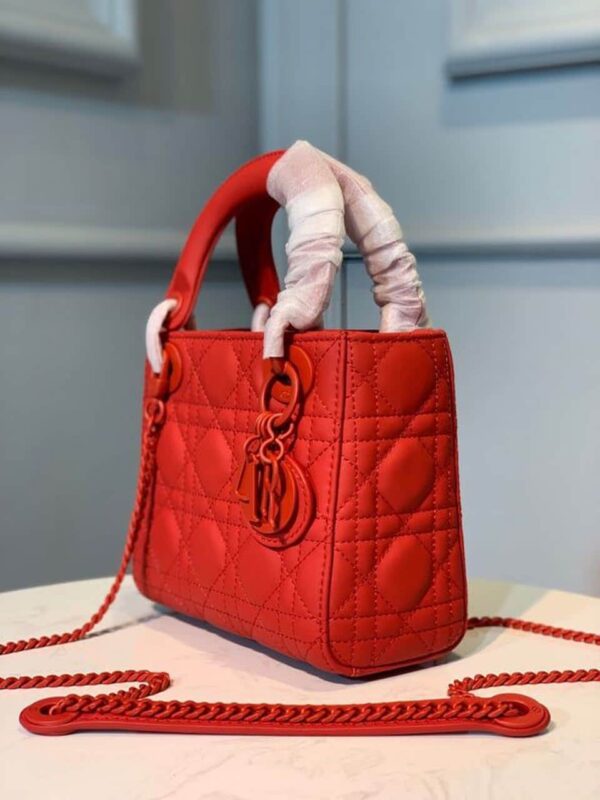 1:1 Replica Christian Dior Mini Lady Dior Bag with Chain Matte Hardware Spring/Summer Collection, Red , For Women Women’s Handbags, 18cm CD