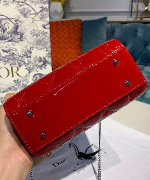 1:1 Replica Christian Dior Mini Lady Dior Bag with Chain Silver Hardware Spring/Summer Collection, Red, For Women Women’s Handbags, 18cm CD M0505OCAL_M52R