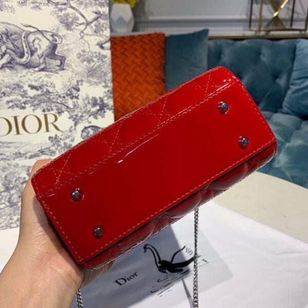 1:1 Replica Christian Dior Mini Lady Dior Bag with Chain Silver Hardware Spring/Summer Collection, Red, For Women Women’s Handbags, 18cm CD M0505OCAL_M52R