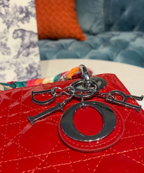 1:1 Replica Christian Dior Mini Lady Dior Bag with Chain Silver Hardware Spring/Summer Collection, Red, For Women Women’s Handbags, 18cm CD M0505OCAL_M52R