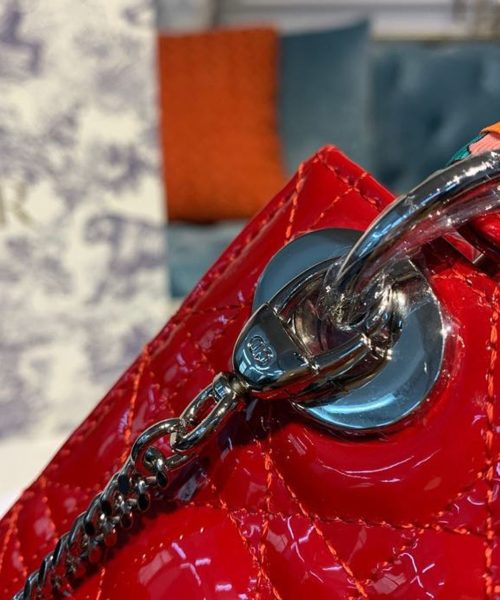1:1 Replica Christian Dior Mini Lady Dior Bag with Chain Silver Hardware Spring/Summer Collection, Red, For Women Women’s Handbags, 18cm CD M0505OCAL_M52R