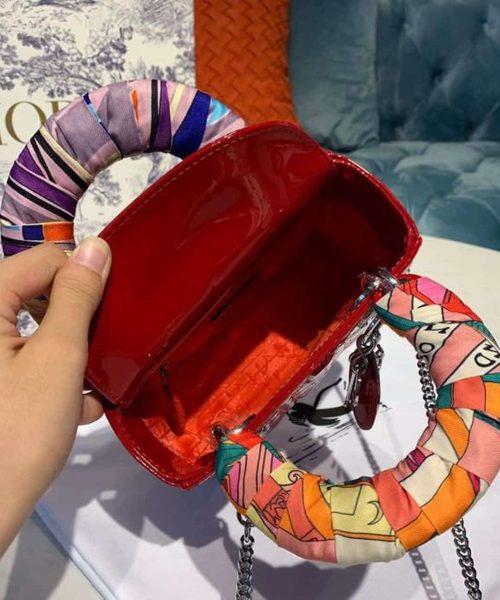 1:1 Replica Christian Dior Mini Lady Dior Bag with Chain Silver Hardware Spring/Summer Collection, Red, For Women Women’s Handbags, 18cm CD M0505OCAL_M52R