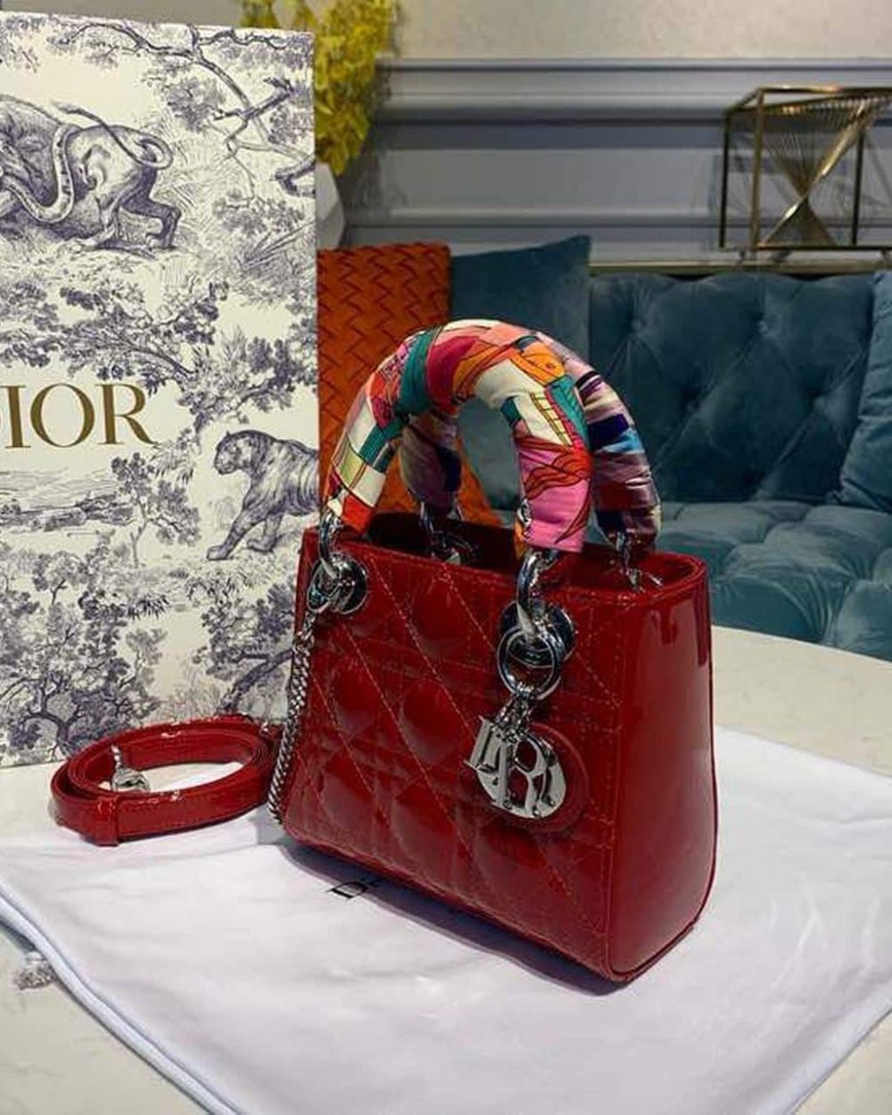 1:1 Replica Christian Dior Mini Lady Dior Bag with Chain Silver Hardware Spring/Summer Collection, Red, For Women Women’s Handbags, 18cm CD M0505OCAL_M52R