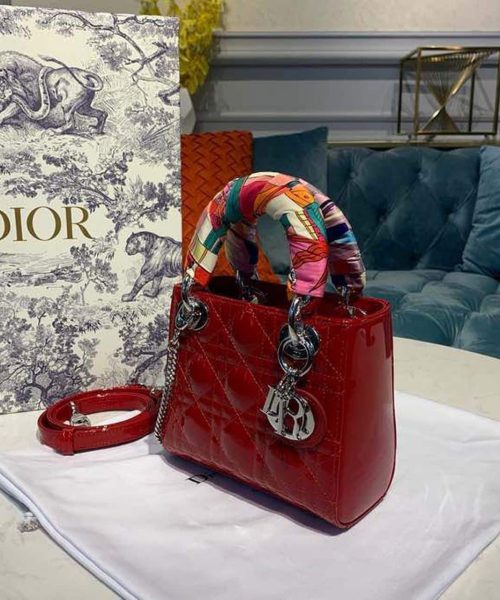 1:1 Replica Christian Dior Mini Lady Dior Bag with Chain Silver Hardware Spring/Summer Collection, Red, For Women Women’s Handbags, 18cm CD M0505OCAL_M52R