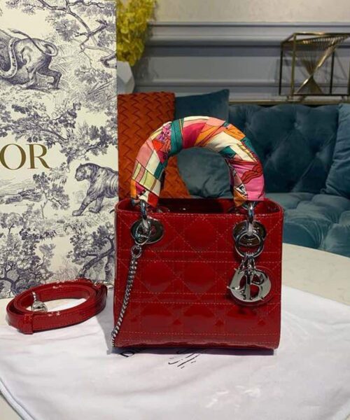 1:1 Replica Christian Dior Mini Lady Dior Bag with Chain Silver Hardware Spring/Summer Collection, Red, For Women Women’s Handbags, 18cm CD M0505OCAL_M52R