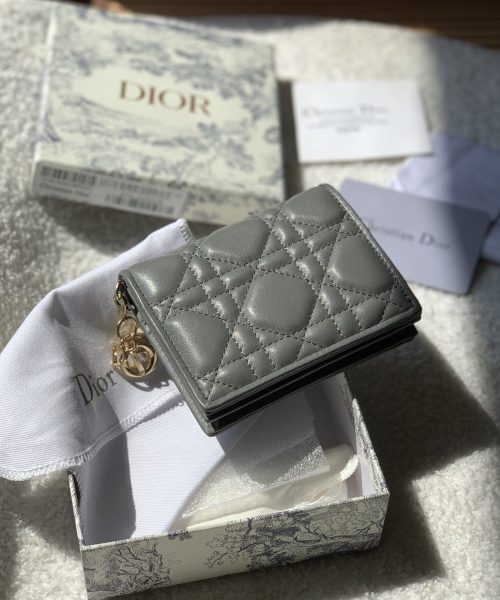 1:1 Replica Christian Dior Mini Lady Dior Wallet Grey For Women, Women's Wallet 4.5in/11cm CD