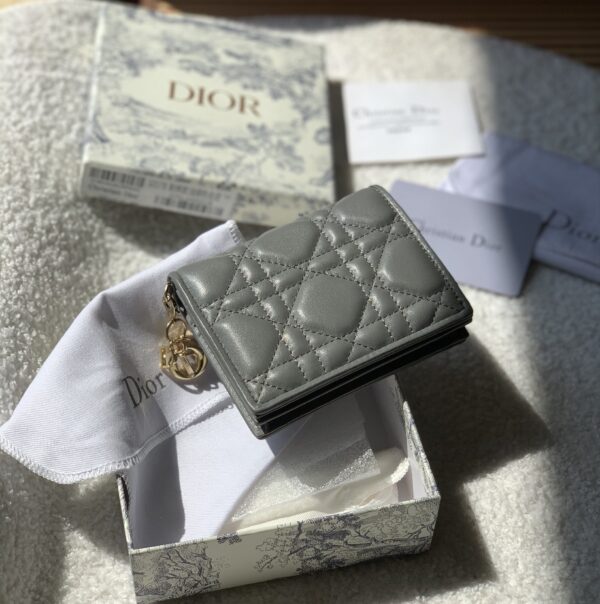 Christian Dior Mini Lady Dior Wallet Grey For Women, Women's Wallet 4.5in/11cm CD