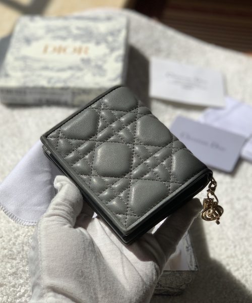 1:1 Replica Christian Dior Mini Lady Dior Wallet Grey For Women, Women's Wallet 4.5in/11cm CD