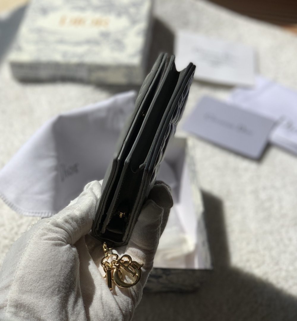 1:1 Replica Christian Dior Mini Lady Dior Wallet Grey For Women, Women's Wallet 4.5in/11cm CD