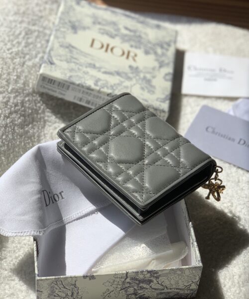 Christian Dior Mini Lady Dior Wallet Grey For Women, Women's Wallet 4.5in/11cm CD