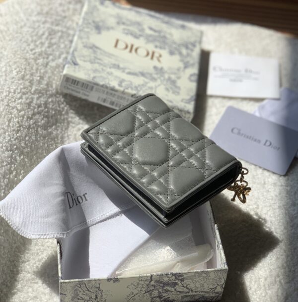 Christian Dior Mini Lady Dior Wallet Grey For Women, Women's Wallet 4.5in/11cm CD