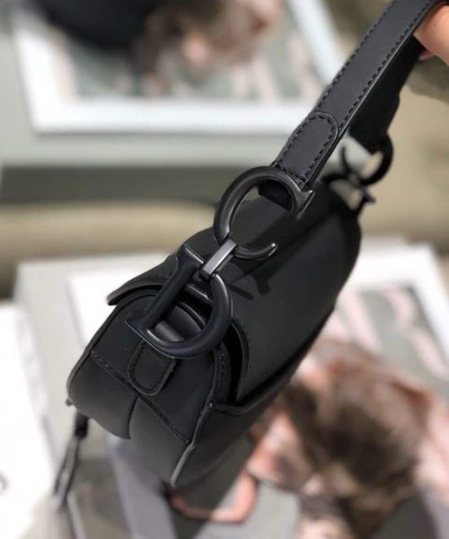 1:1 Replica Christian Dior Mini Saddle Bag Black Ultramatte For Women 19.5cm/7.6in CD