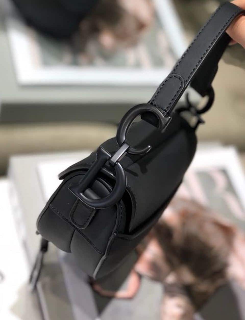 1:1 Replica Christian Dior Mini Saddle Bag Black Ultramatte For Women 19.5cm/7.6in CD