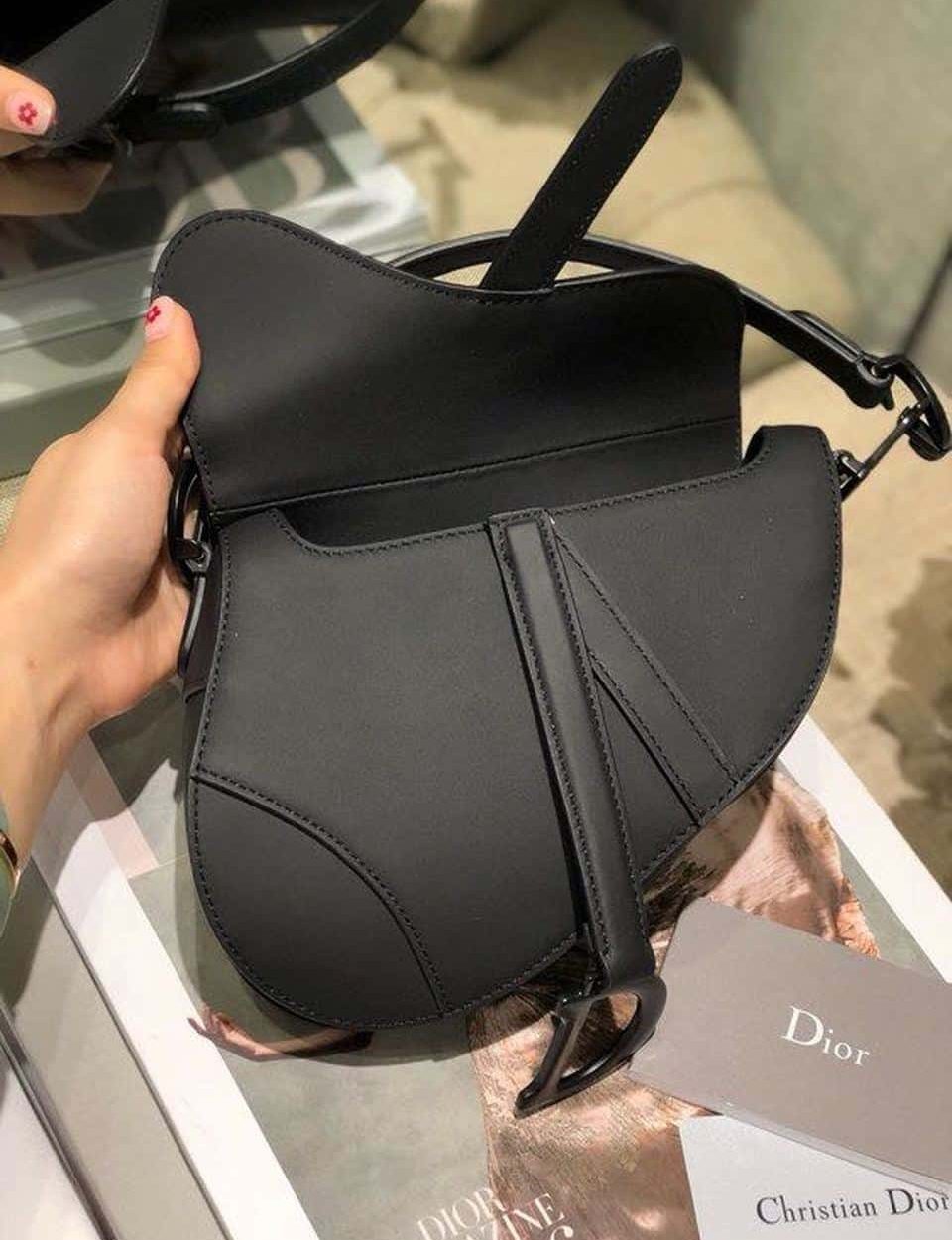 1:1 Replica Christian Dior Mini Saddle Bag Black Ultramatte For Women 19.5cm/7.6in CD