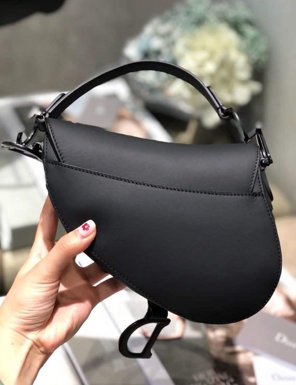 1:1 Replica Christian Dior Mini Saddle Bag Black Ultramatte For Women 19.5cm/7.6in CD