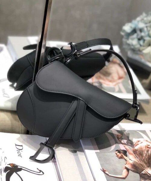 1:1 Replica Christian Dior Mini Saddle Bag Black Ultramatte For Women 19.5cm/7.6in CD