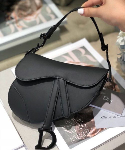 1:1 Replica Christian Dior Mini Saddle Bag Black Ultramatte For Women 19.5cm/7.6in CD