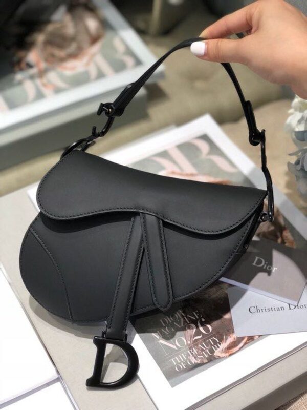 1:1 Replica Christian Dior Mini Saddle Bag Black Ultramatte For Women 19.5cm/7.6in CD