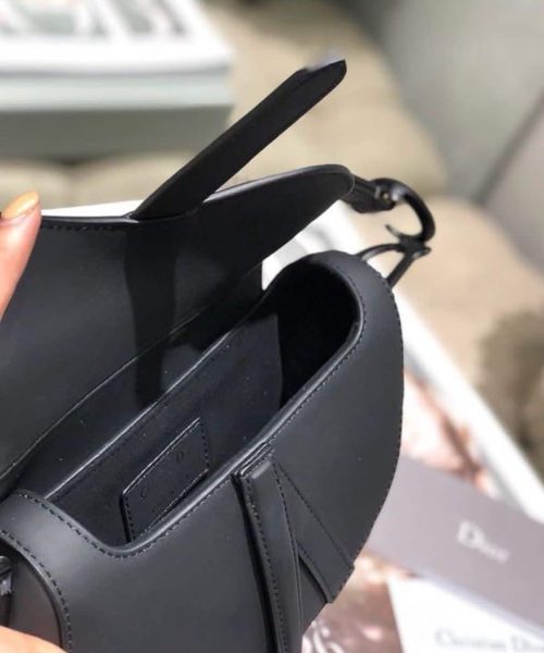 1:1 Replica Christian Dior Mini Saddle Bag Black Ultramatte For Women 19.5cm/7.6in CD