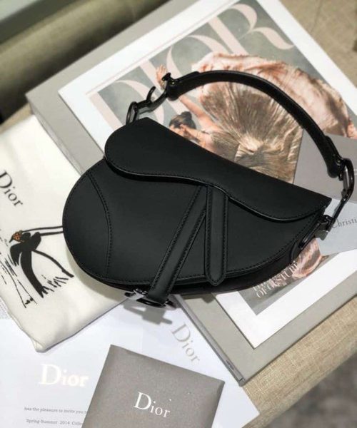 1:1 Replica Christian Dior Mini Saddle Bag Black Ultramatte For Women 19.5cm/7.6in CD
