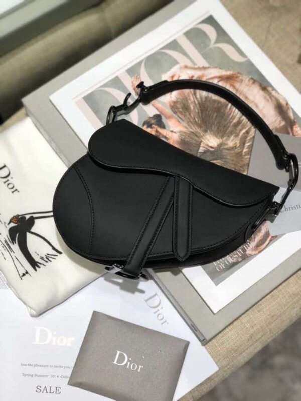 1:1 Replica Christian Dior Mini Saddle Bag Black Ultramatte For Women 19.5cm/7.6in CD
