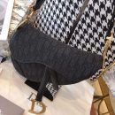 1:1 Replica Christian Dior Saddle Bag Black Oblique Embroidered Canvas Gold Toned Hardware For Women 25cm/10in CD