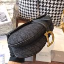 1:1 Replica Christian Dior Saddle Bag Black Oblique Embroidered Canvas Gold Toned Hardware For Women 25cm/10in CD