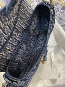 1:1 Replica Christian Dior Saddle Bag Blue Oblique Canvas Gold Toned Hardware For Women 25cm/10in CD