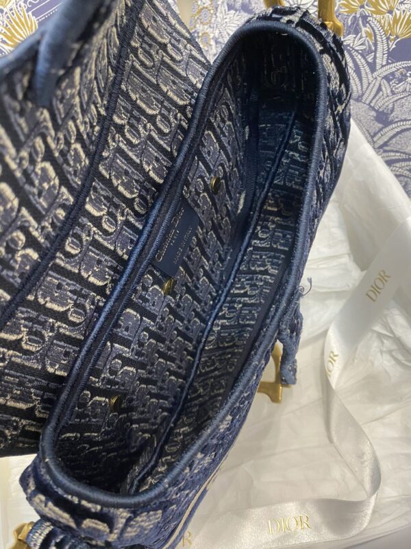 1:1 Replica Christian Dior Saddle Bag Blue Oblique Canvas Gold Toned Hardware For Women 25cm/10in CD