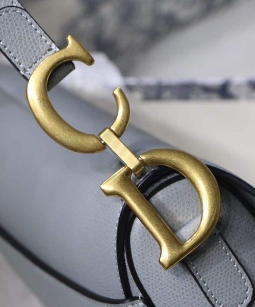 1:1 Replica Christian Dior Saddle Bag Light Blue Grained Gold Toned Hardware For Women 25cm/10in CD