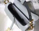 1:1 Replica Christian Dior Saddle Bag Light Blue Grained Gold Toned Hardware For Women 25cm/10in CD