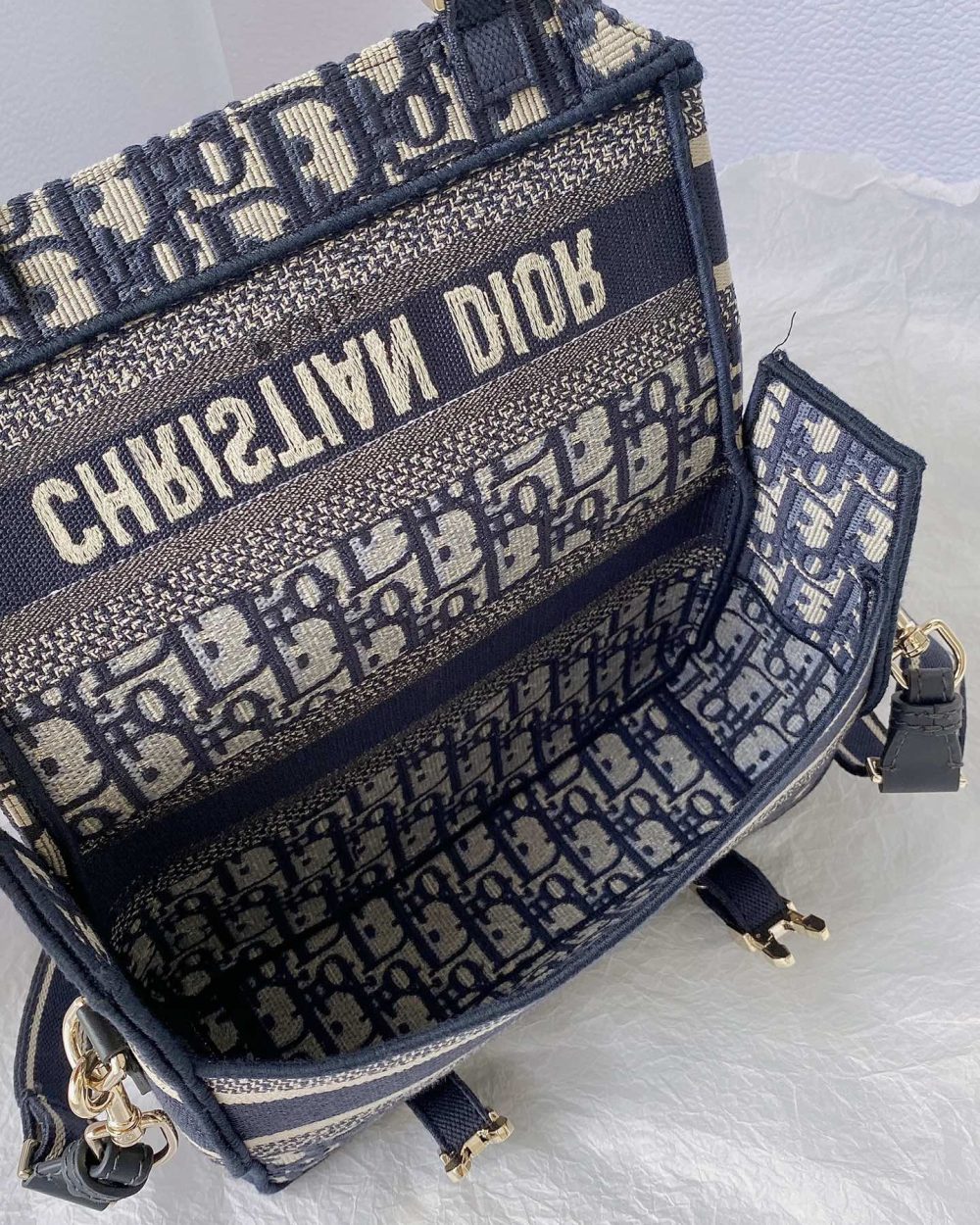 1:1 Replica Christian Dior Small DIORCAMP Bag Blue Dior Oblique Embroidery, Blue, For Women Women's Handbags, Shoulder Bags, Crossbody Bags, 23cm CD M1241ORIW_M928