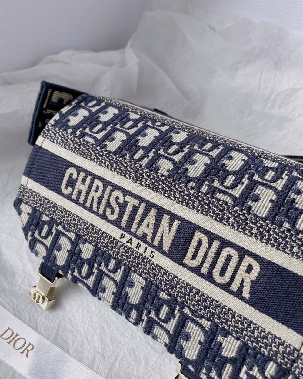 1:1 Replica Christian Dior Small DIORCAMP Bag Blue Dior Oblique Embroidery, Blue, For Women Women's Handbags, Shoulder Bags, Crossbody Bags, 23cm CD M1241ORIW_M928