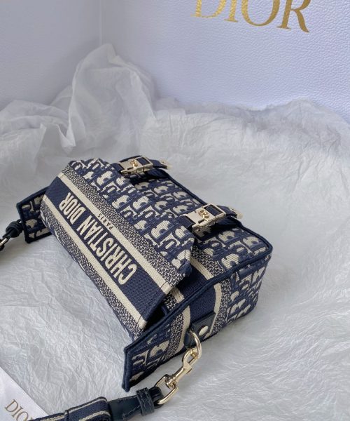 1:1 Replica Christian Dior Small DIORCAMP Bag Blue Dior Oblique Embroidery, Blue, For Women Women's Handbags, Shoulder Bags, Crossbody Bags, 23cm CD M1241ORIW_M928