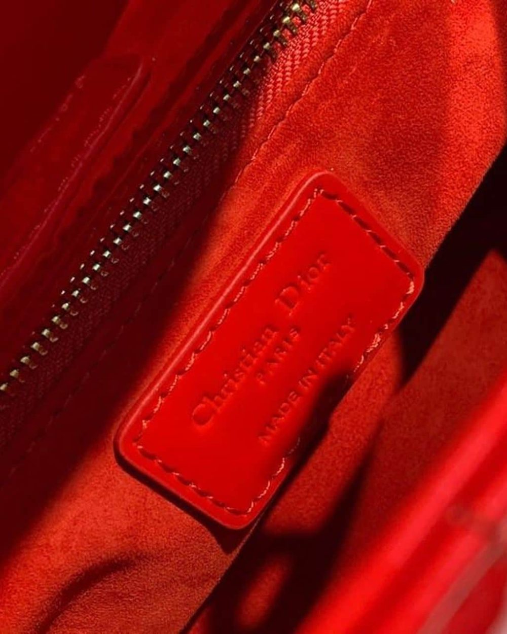 1:1 Replica Christian Dior Small Lady Dior Bag Gold Toned Hardware Cherry Red Patent For Women 8in/20cm CD M0531OWCB_M323